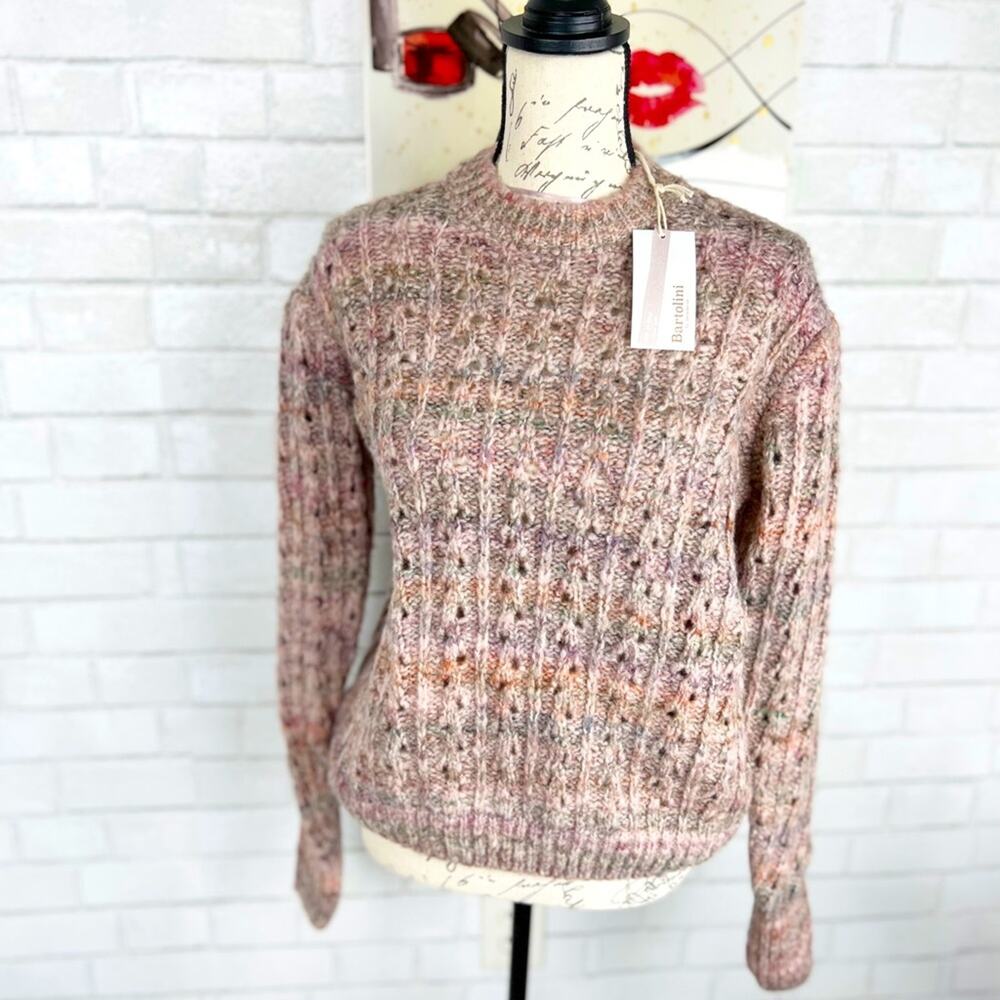 Bartolini Italy NWT Chunky Knit Wool Blend Puff Long Sleeve Sweater Size Large